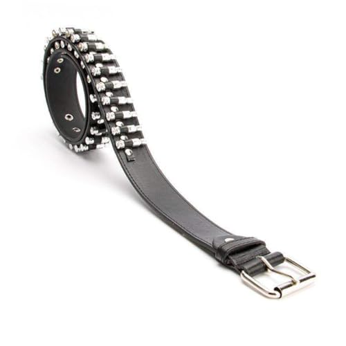 Men's Punk Bullet Belt Fashionable Waist Belt Pin Buckle Versatile Black Artificial Leather Design for Casual Jeans and Pants4