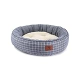 AMERICAN KENNEL CLUB 31-Inch Deluxe Plaid Round Bolster Dog Bed