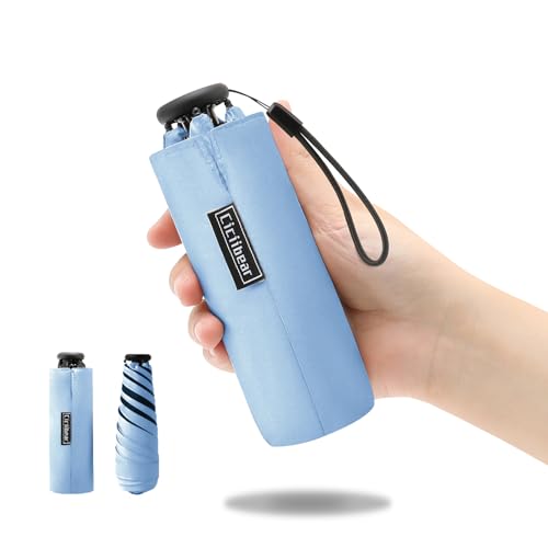 折りたたみ傘 日傘 140g超軽量 【UVカット・晴雨兼用・遮光遮熱 】日焼け防止 熱中症対策 紫外線遮断 小型 コンパクト携帯便利 撥水加工 梅雨対策 メンズ レディース ユニセックス (スカイブルー)