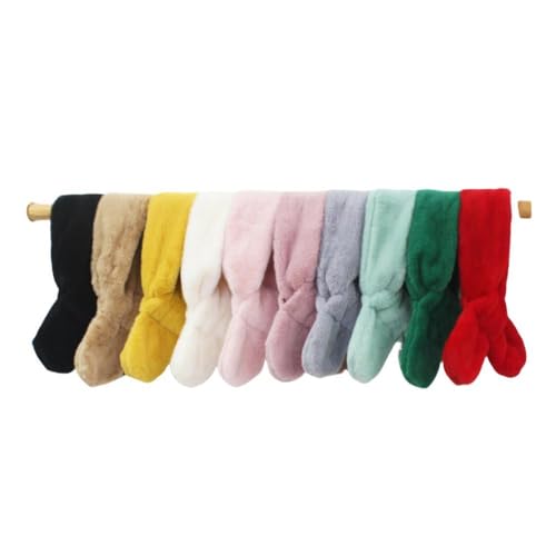 Children's Faux Fur Scarf Plush Fleece Neck Warmer Solid Color Wraps Christmas for 2-12 Years4