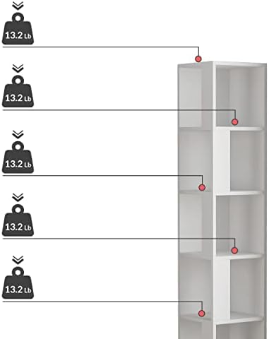 Hocuspicus 5 Tier Corner Bookcase with Many Colour Options - 161x34x34cm - Living Room Furniture - Easy to Assemble - Book Storage - Display Unit (White)