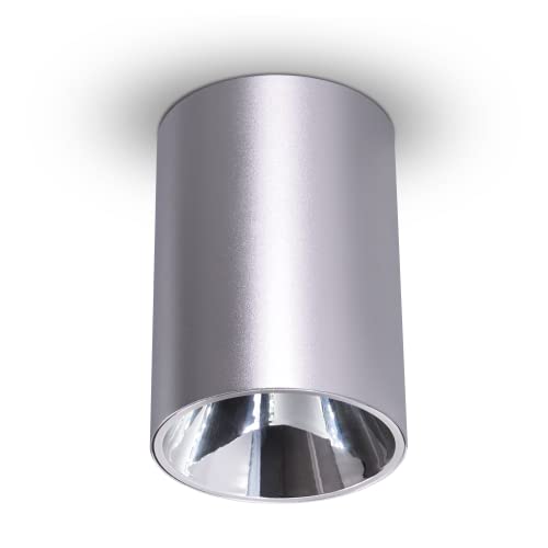 Foco de techo Moderno LED 12W Superficie Montado Ronda Φ70mm Blanco cálido 3000K COB Downlight para Sala de estar Habitación de niños Oficina Sala de cocina, Plata