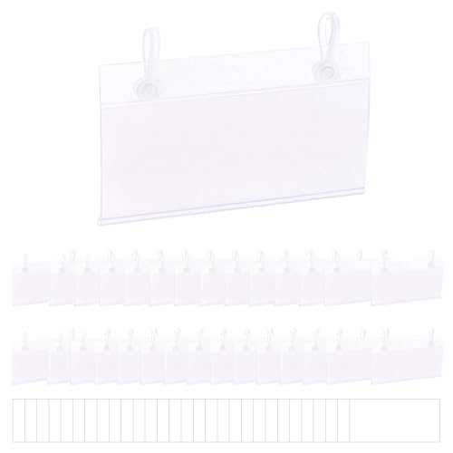 WYAN Kit 30 Portaprecios, Portaprecios Estanteria, Porta Precios Tienda, Carteles para Etiquetas De Precios, Para Estanterías De Alambre, Oficina, Tienda, Supermercados(10cm x 5.5cm)