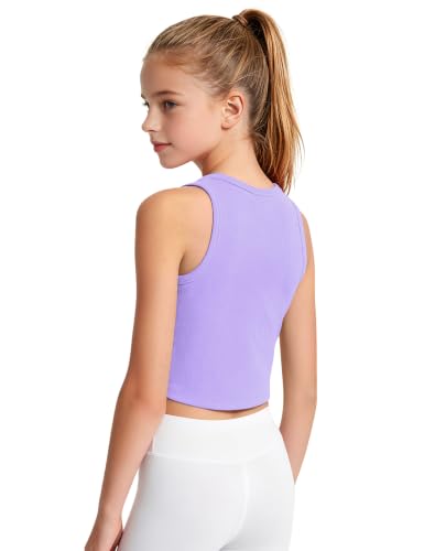 Image of JOCMIC Girls Athletic Tank Tops, Ribbed High Neck Sleeveless Cropped Top