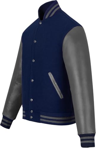 Image of Varsity Jacket Baseball Letterman Jacket- Wool and Leather Premium Quality Unisex Basketball Jacket
