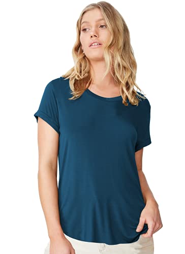 Image of Fabricorn Plain High Low Hem Cotton Tshirt for Women