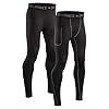 DANISH ENDURANCE Compressiebroek voor heren, set van 2, lange workout tights met zakken, sneldrogende sportlegging, sportbroek voor hardlopen en training, etiketvrij, zwart, grijs