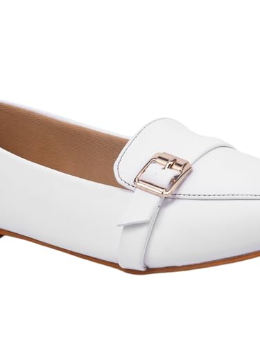 Image of Shoetopia Women's Elegant Bow Ballet Flats Designer Pattern Slip-On Shoes with Metal Buckle Accent & Comfort Sole