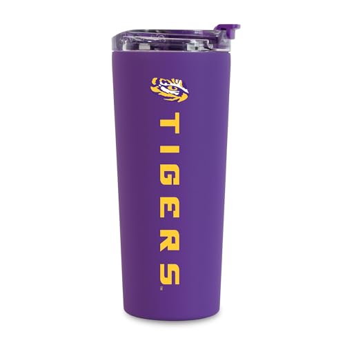 Rico Industries NCAA LSU Tigers Purple 24oz Stainless Steel Tumbler with Lid and Dual Functioning Lid