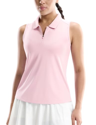 Image of MIER Womens Sleeveless Golf Polo Shirt, UPF 50+ Quick Dry Quarter Zip Tops