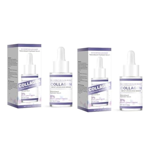2PCS Collagen Moisture Bounce Serum Anti-Wrinkle Moisturize Brightening Facial Cream Serum