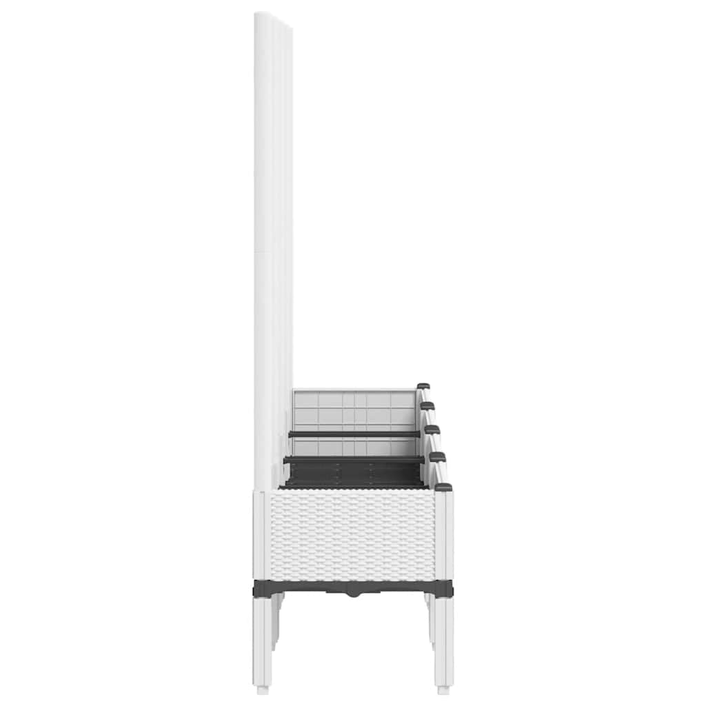 Donica na rośliny z kratką dla roślin pnących, biała, 160 x 40 x 142 cm, PP, doniczka z drenażem i magazynowaniem wody, do ogrodu, na balkon, taras, odporna na mróz, idealna do roślin pnących