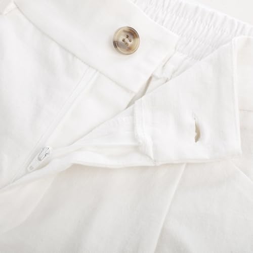 Image of Belle Poque Women Bermuda Shorts Elastic Waist Wide Leg Shorts with Pockets & Belts