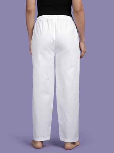 Image of KRYPTIC Women's 100% Pure Cotton Woven Pyjama | Mid Rise Relaxed Fit Full Length Nightwear Pant with Elasticated Drawstring Waistband & Side Pocket | Comfortable Lounge, Sleepwear & Casual Bottom Wear