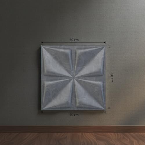Image of Kayra Decor 3D PVC Wall Panel Bloom Design Gray Marble Color 19.7 inch x 19.7 inch (Pack of 12) - Covers 32.34 Sq. Ft.