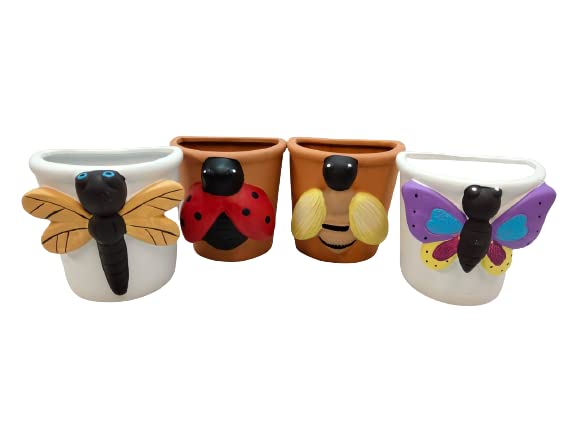 Divas World Insect Wall Planter Garden Fence Pots Outdoor Flower Vase Herbs Ornaments Decoration Unique Design (Pack of 4)
