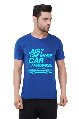 Image of Caseria Men's Cotton Printed T-Shirt -Just One More Car | 100% Cotton | Half Sleeves | Regular Fit | Printed | Round Neck | Graphic T Shirt