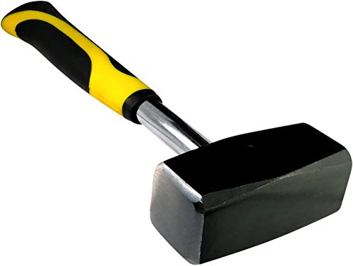 AERZETIX - C46145 - Massette/Masse/Marteau Carrée Classique - 1000g x 282mm - Tête en Acier - Manche Metallique - pour Tailleur/Sculpteur/Maçon de Pierre - Carrière/Burin/Béton/Roche/Granit/Marbre