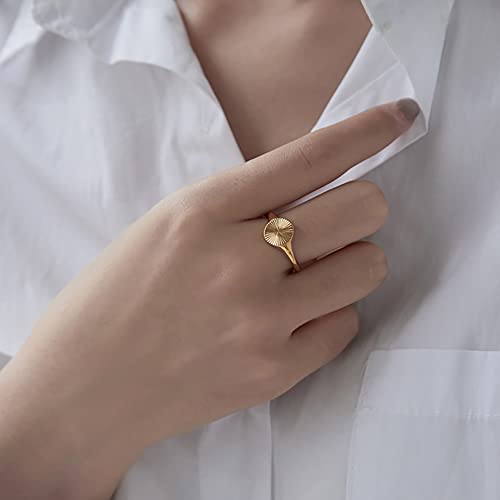 MYNENEY 14K Gold Plated High Polished Stainless Steel Stackable Wedding Rings for Women Ins Jewelry Gift4