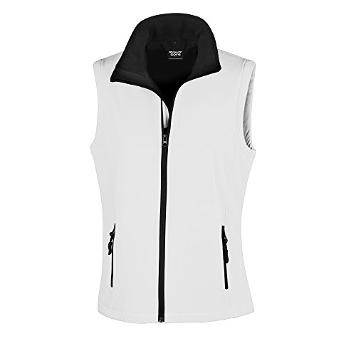 Result Core Womens/Ladies Printable Softshell Bodywarmer (M) (White/Black)