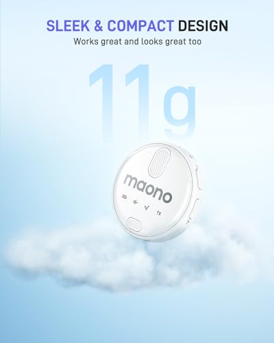 Image of MAONO Wireless Collar Mic for YouTube PC and Type C Mobile, Noise Cancellation Lapel mic with 6H Battery, 100m Transmission, Gain, Mute, Monitoring for YouTube, Vlogging, Podcasting (WM620-White)