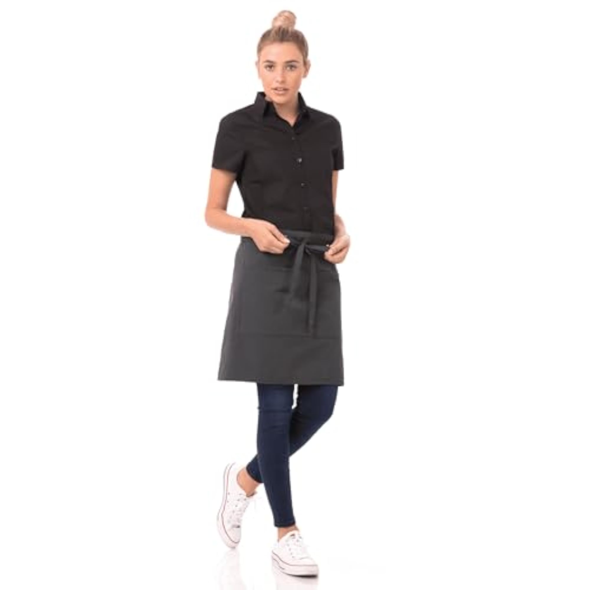 Half Bistro Apron, Dark Gray, One Size