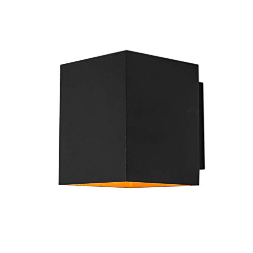 Qazqa - Design Wall Lamp I Wall Light Black and Gold Square - Sola- - Modern - Suitable for LED G9 | 1 Light - Aluminium Wall Light - Suitable for Living Room I Kitchen I Bedroom I