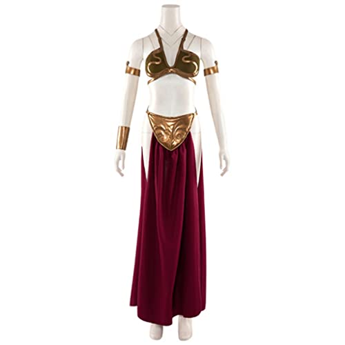 Prinzessin Slave Leia Kostüm BH Kleid Leia Gold Bikini Kostüm Damen Sexy Dessous Arabia Bauchtänzerin Kostüm Harem Slave Set (M, Gold)