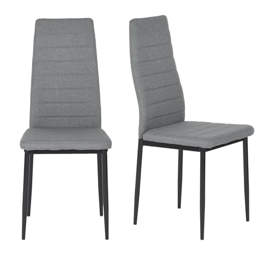Set of 4 Modern Upholstered Dining Chairs with Metal Legs for Home Décor (Grey)