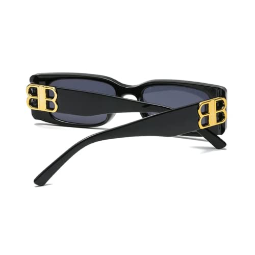 DUPER Rectangle Sunglasses Womens Trendy Taylor Swift Sunglasses – Mob Wife Aesthetic Black Sunglasses for Woman From2