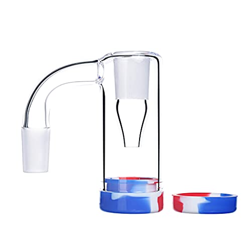 Quartz Material Reclaim Catcher with 1pc Silicone Container (Random Color), 14mm Male 90 Degree