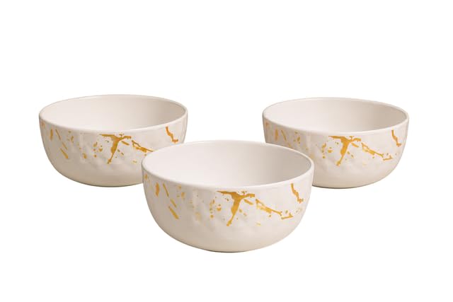 Image of Ariya 4.5 Inch Melamine Greek Bowls Golden Aura Collection Set of 3