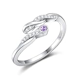 [Naniwaai] リング レディース オープンリング 誕生石 2月アメジスト 無限 ツイスト フリーサイズリング シルバー925 調整可能 指輪 金属アレルギー対応 リング 人気 通用 オシャレ リング 女性 ジュエリー プレゼント 記念日 誕生日 母の日（02月）