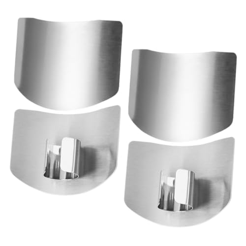 Hoement 4 piezas Protector de Dedos de Metal Manguito para Cortes Seguros Cocina Funda Protectora Resistente para Slicing Chopping y Dicing Herramienta de Seguridad Alimentaria para Manos