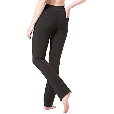 Fishers Finery Women's Straight Leg Yoga Pant with Pockets - New Fabric (Black, L) Cover
