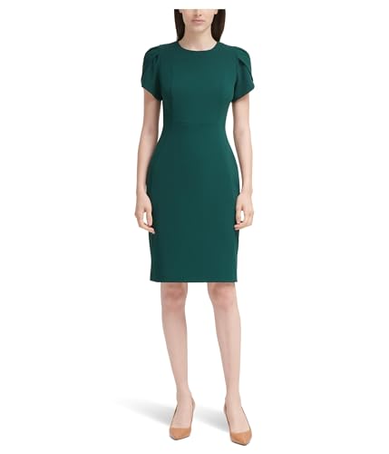 Calvin Klein Women's Tulip Sleeve Sheath, Malachite