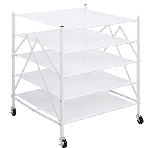 STORAGE MANIAC Sweater Drying Rack, Mesh Clothes Drying Rack, Stackable Laundry Drying Rack, Lay Flat Dryer for Delicates, Portable Dry Rack for Indoor or Outdoor, White, 5 Tier Foldable by STORAGE MANIAC - Used condition - US$58.89