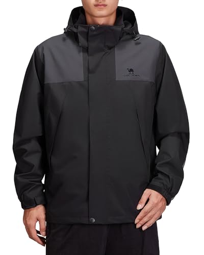 Image of CAMEL CROWN Men's Waterproof Jacket Rain Coat Windbreaker Hooded for Outdoor Hiking Climbing Traveling