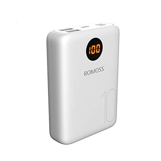 Romoss Mini Batterie Externe 10000mAh, Power Bank Ecran LED avec 3 Types Entrées et 2 Sorties(3.1A Total), Chargeur Externe Type C Compatibilité Universelle avec Tous Les Téléphones Portables