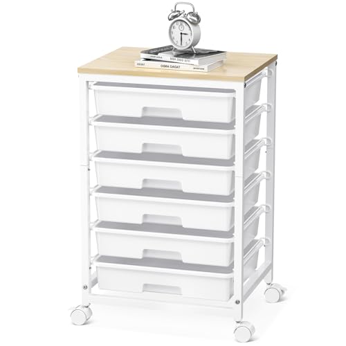 SYKIARIOL Rolling Cart with Drawers,Utility Cart with 6 Drawers,Rolling Storage Cart with Drawers...