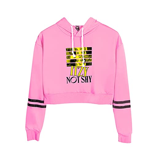 NCTCITY Mujer Sudaderas Corto con Capucha ITZY Hoodies de Manga Larga Not Shy Impresión Hip Hop Crop Tops Suelto Pullover Otoño Invierno Yuna RYUJIN CHAERYEONG Lia YEJI Cover