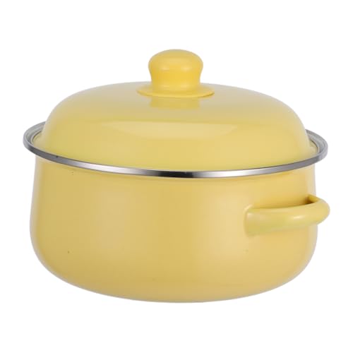 LAPYAPPE Olla de Esmalte Doble Asa Olla de Cocina Antiadherente para Sopa Guisos y Salsa para Inducción y Gas Color Amarillo