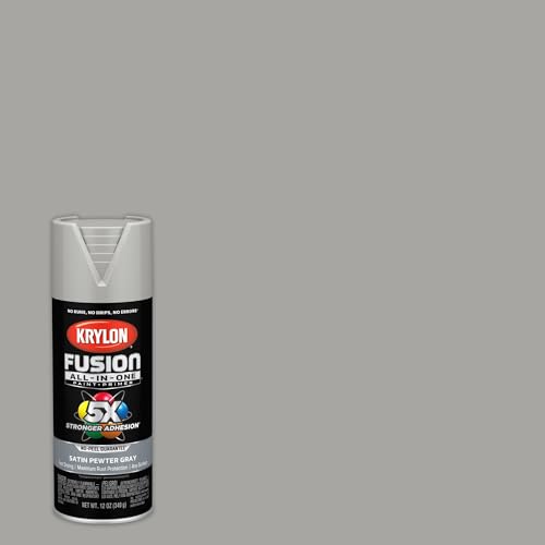 Image of Krylon Fusion All-In-One Adhesive Spray Paint for Indoor /Outdoor Use, 12 oz, Pewter Gray