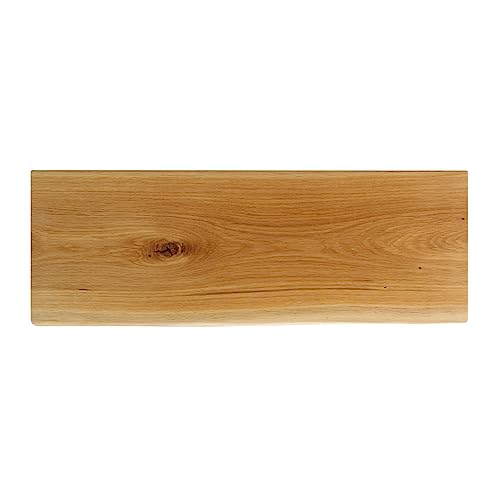 Natural Goods Berlin 1x Design Regalbrett Live Edge Eiche Massivholz Naturkante Regalboden Bohle Baumkante Hängeregal Wandboard Wohnzimmer Esszimmer Küche Kinderstube (15-30cm Tiefe, 130cm Breite)
