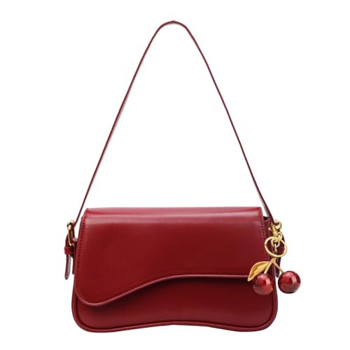 Image of Shoulder Bags for Women Y2K Purse Trendy Cherry Hobo Handbags Vegan Leather Clutch Saddle Bag with 2 Removable Strap