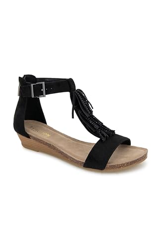 Kenneth Cole REACTION Women's Glytoni Sandal, Black Micro, 11