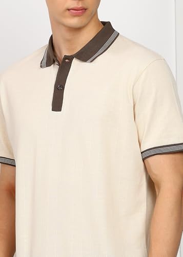 Image of Alan Jones Clothing Men's Textured Cotton Rich Polo T-Shirt | Classic Short Sleeve Polo for Casual Wear