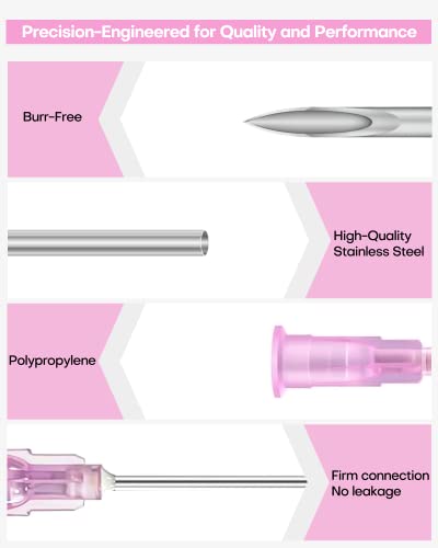 18Ga 1.5 Inch /38mm Needles Disposable with Cap for Lab Supplies, Plant, Poultry and Industrial 100 Pack Individually Packed