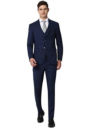 Image of Peter England Men Navy Three Piece Suit