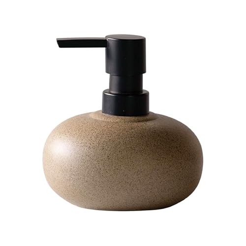 SEICASAYA 10oz Ceramic Hand Soap Dispenser, Elegant Liquid Soap Dispenser for Bathroom Countertop, Heavy & Sturdy Dish Soap Dispenser for Kitchen (Brown)